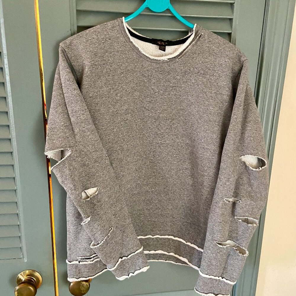 ALALA Distressed‎ Cutout Sweatshirt Grey - Size XS